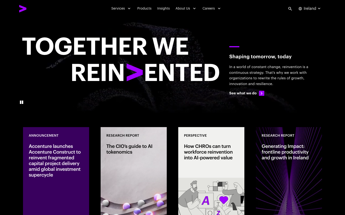 Accenture's home page, October 2026