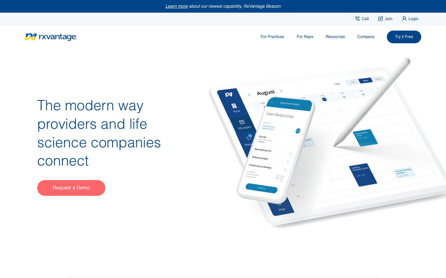 RxVantage's home page, October 2026