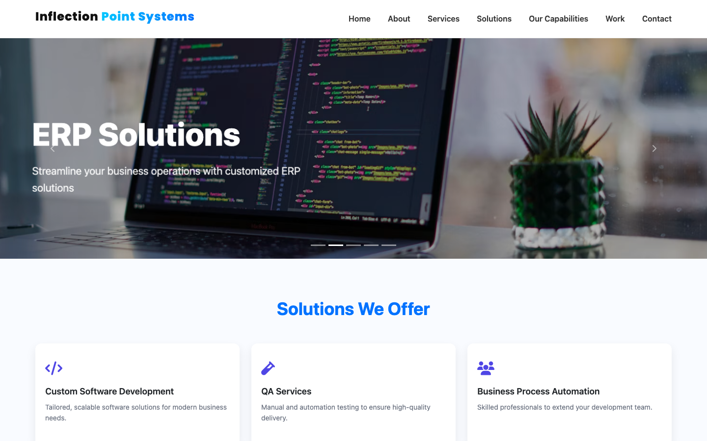 Inflection Point Systems's home page, October 2026