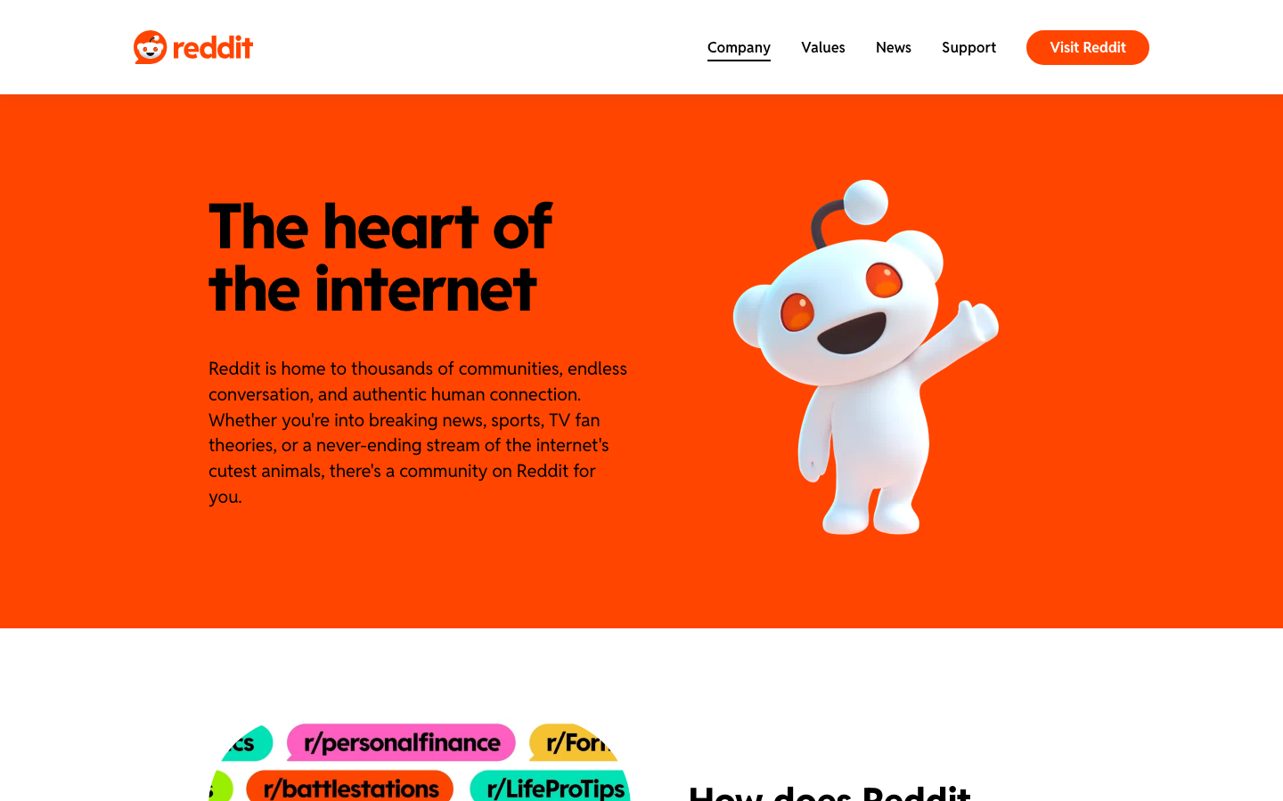 Reddit's home page, October 2026