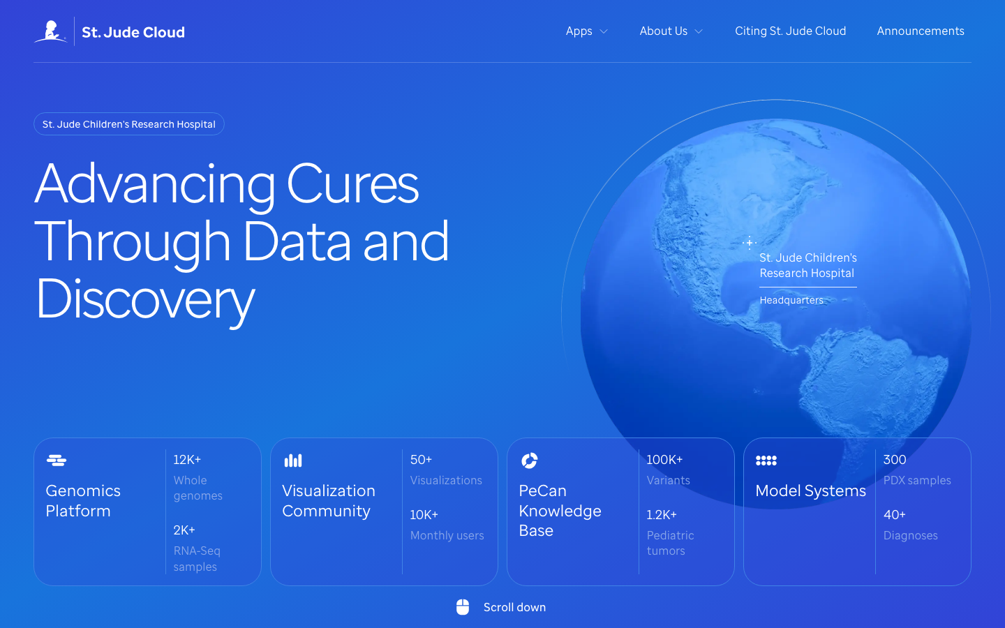 My St. Jude Cloud home page rebuild, running locally.