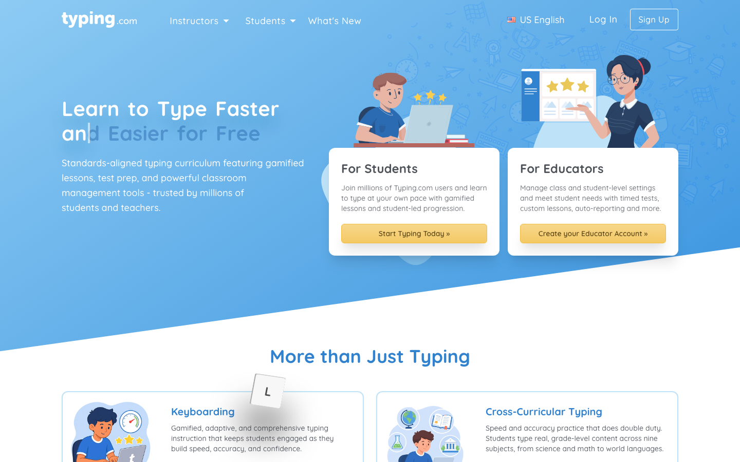 Typing.com's home page, October 2026