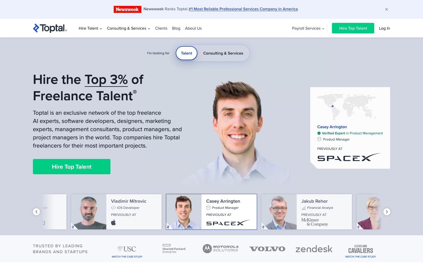 Toptal's home page, October 2026